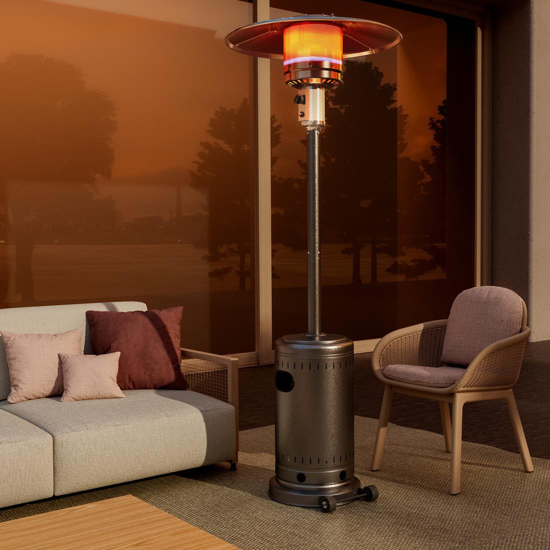 Outdoor Freestanding Propane Patio Heater with Cover & Wheels
