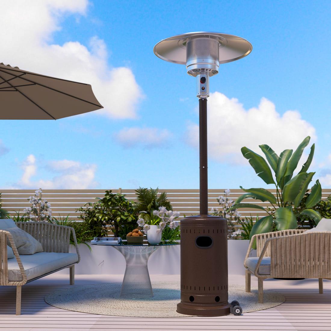 Outdoor Freestanding Propane Patio Heater with Cover & Wheels