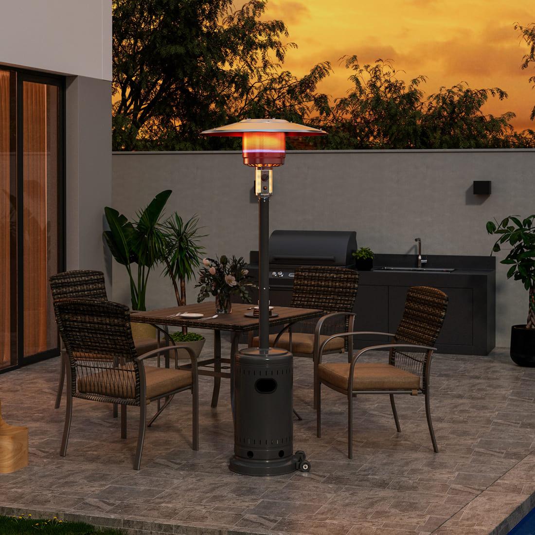 Outdoor Freestanding Propane Patio Heater with Cover & Wheels