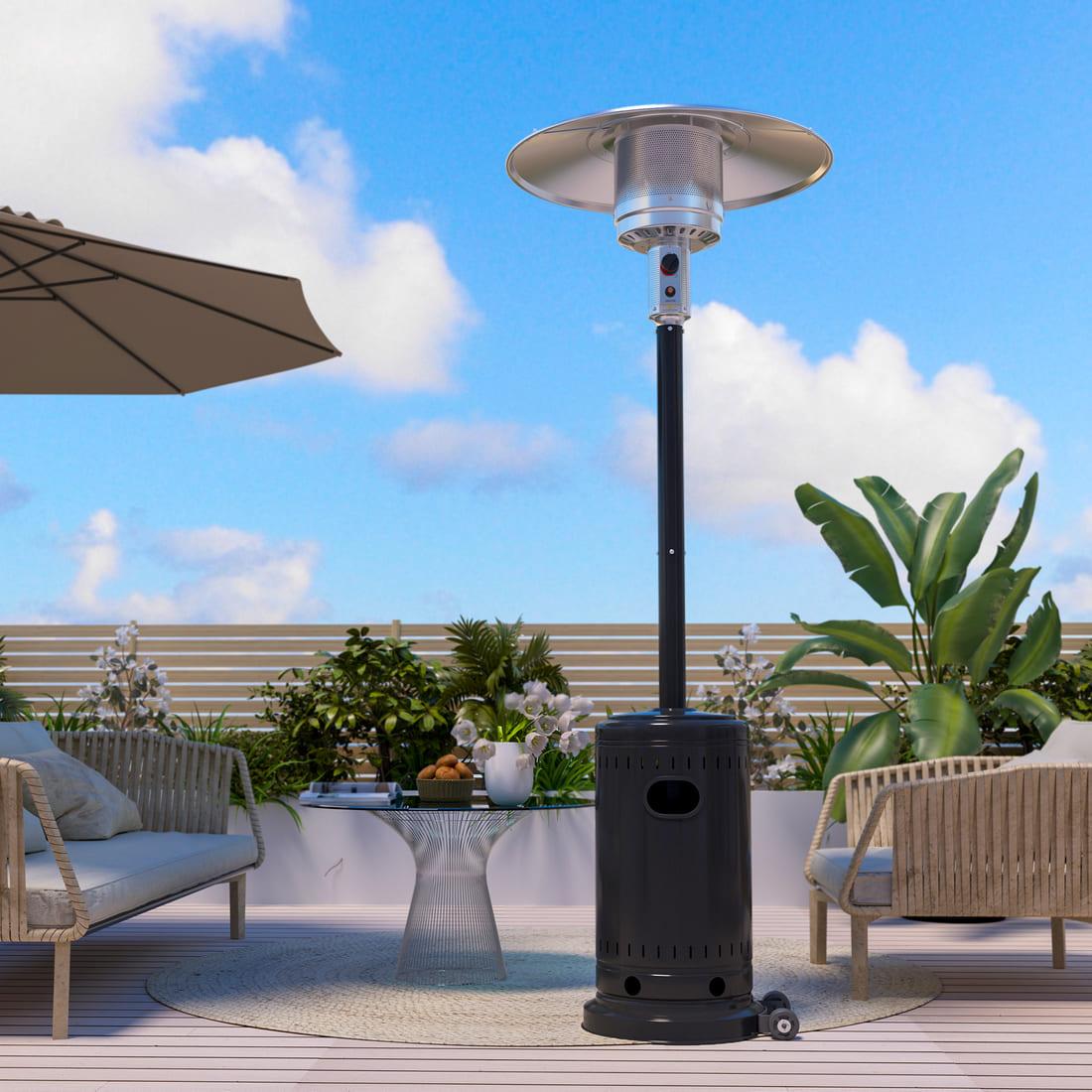 Outdoor Freestanding Propane Patio Heater with Cover & Wheels