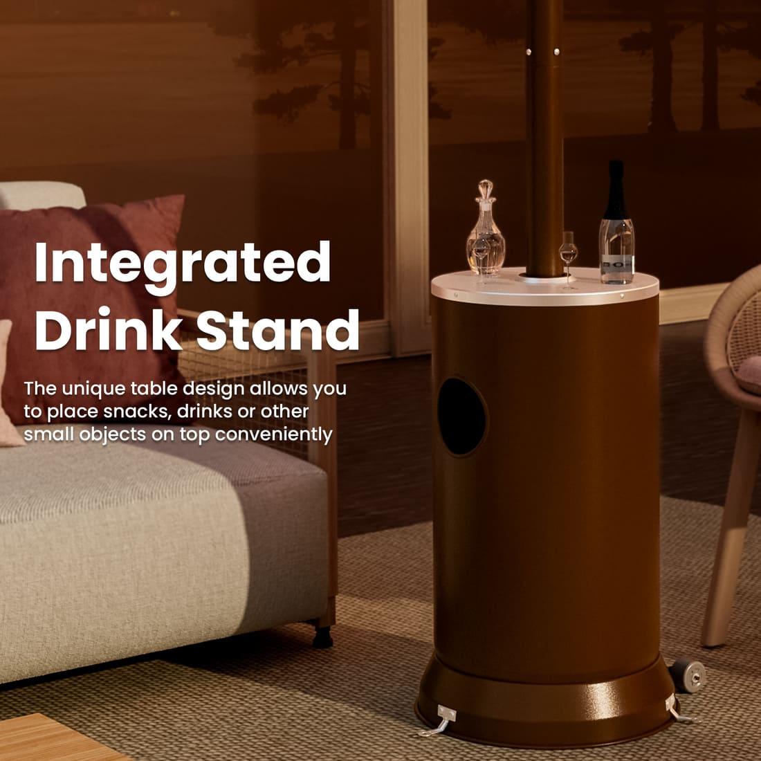 Propane Patio Heater with Table Design & Wheels - 3 Colors