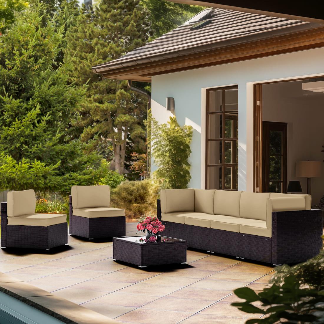 14-Piece Replacement Cushions for Patio Furniture - Waterproof & UV Resistant - 4 Colors
