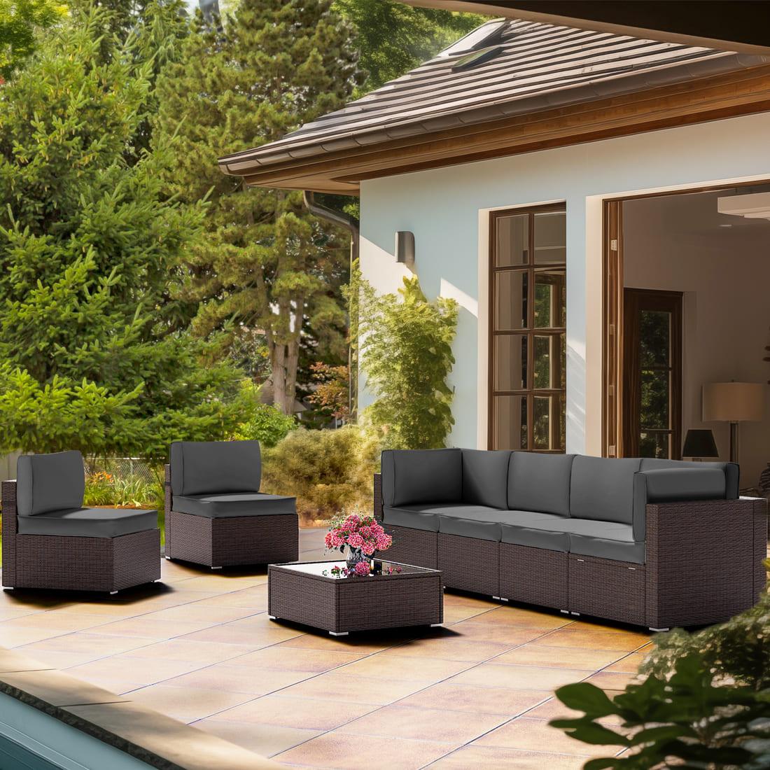 14-Piece Replacement Cushions for Patio Furniture - Waterproof & UV Resistant - 4 Colors