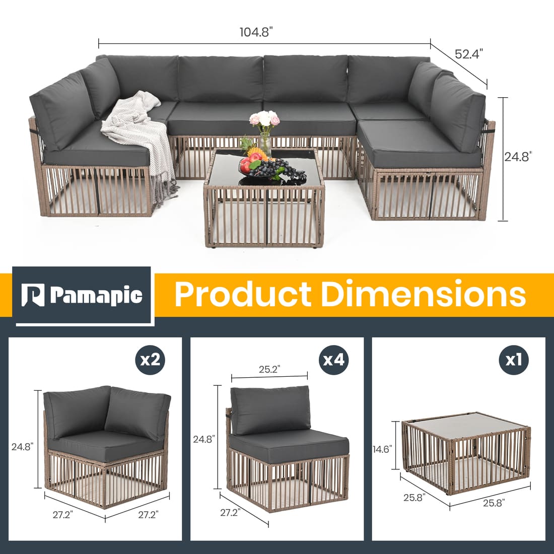 Wicker Outdoor Sectional Sofa - 3 Colors