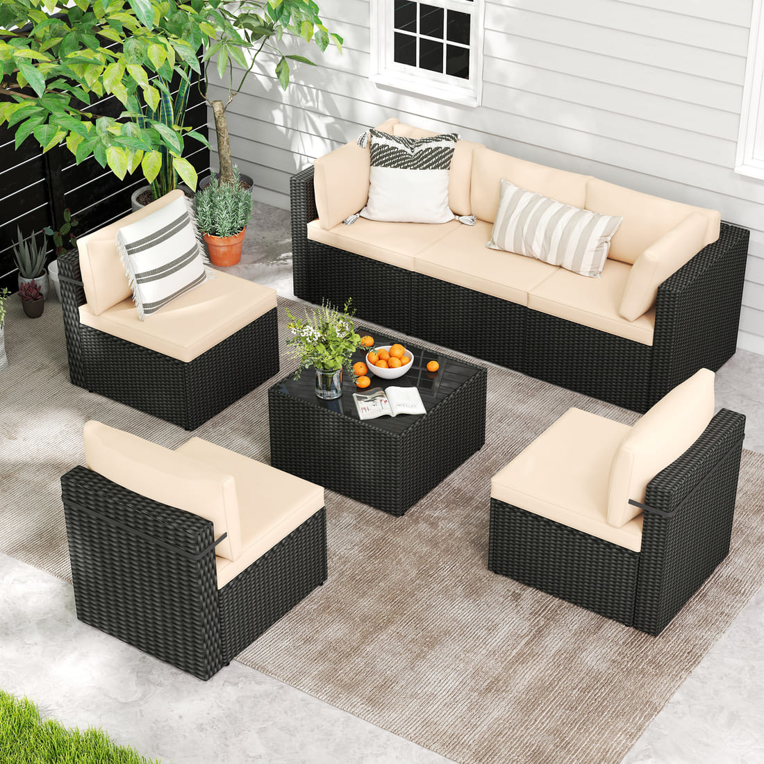 Rattan Outdoor Sectional Couch Set (7 Pieces) - 5 Colors