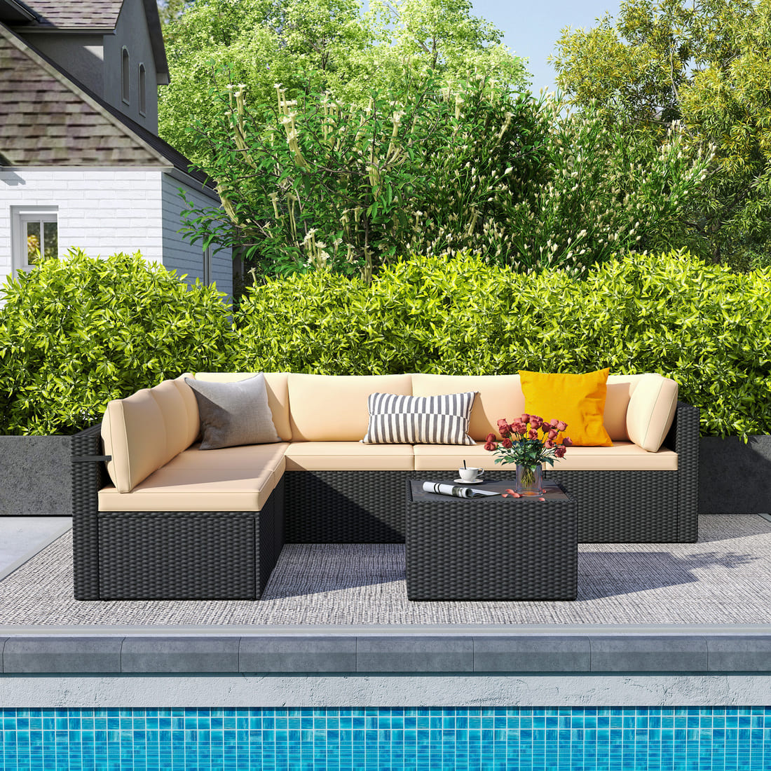 Rattan Outdoor Sectional Couch Set (7 Pieces) - 5 Colors