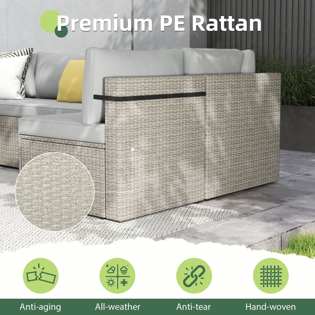 Rattan Outdoor Sectional Couch Set (7 Pieces) - 5 Colors