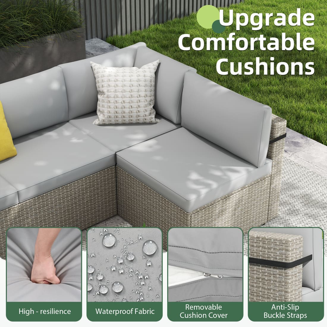 Rattan Outdoor Sectional Couch Set (7 Pieces) - 5 Colors