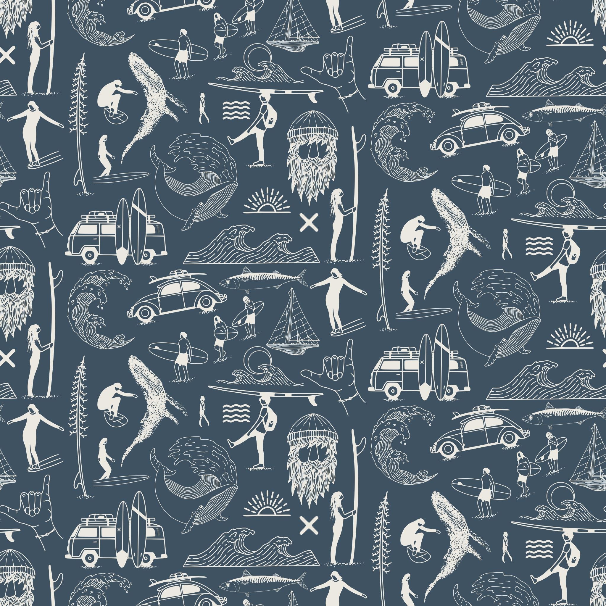 Saltwater Surf (Blue) Wallpaper
