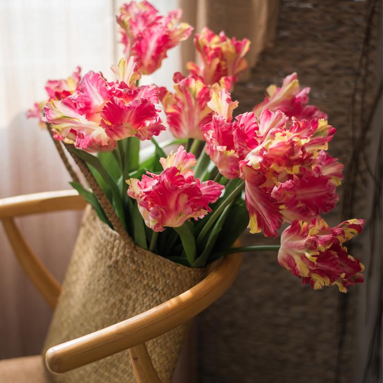 Faux Silk Flower Flame Tulip Stem - 24"