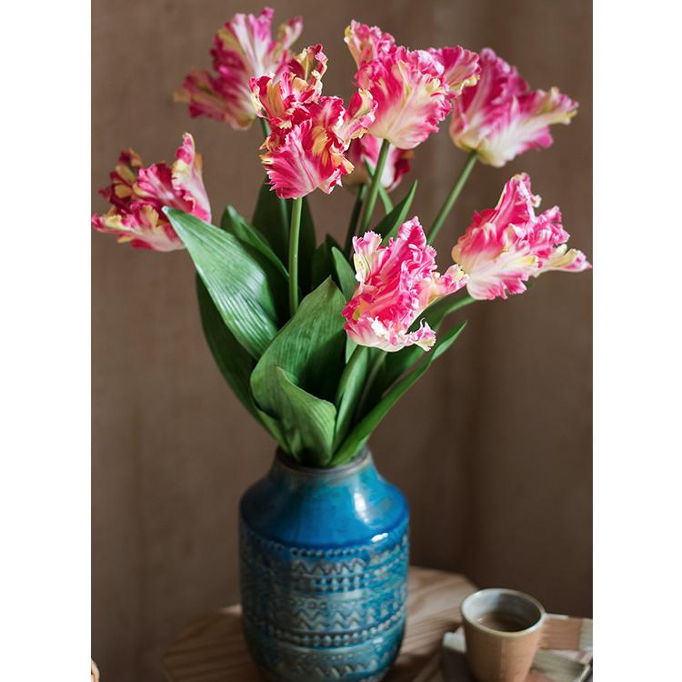 Faux Silk Flower Flame Tulip Stem - 24"