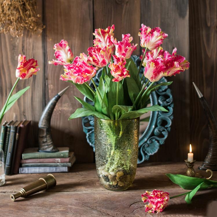 Faux Silk Flower Flame Tulip Stem - 24"
