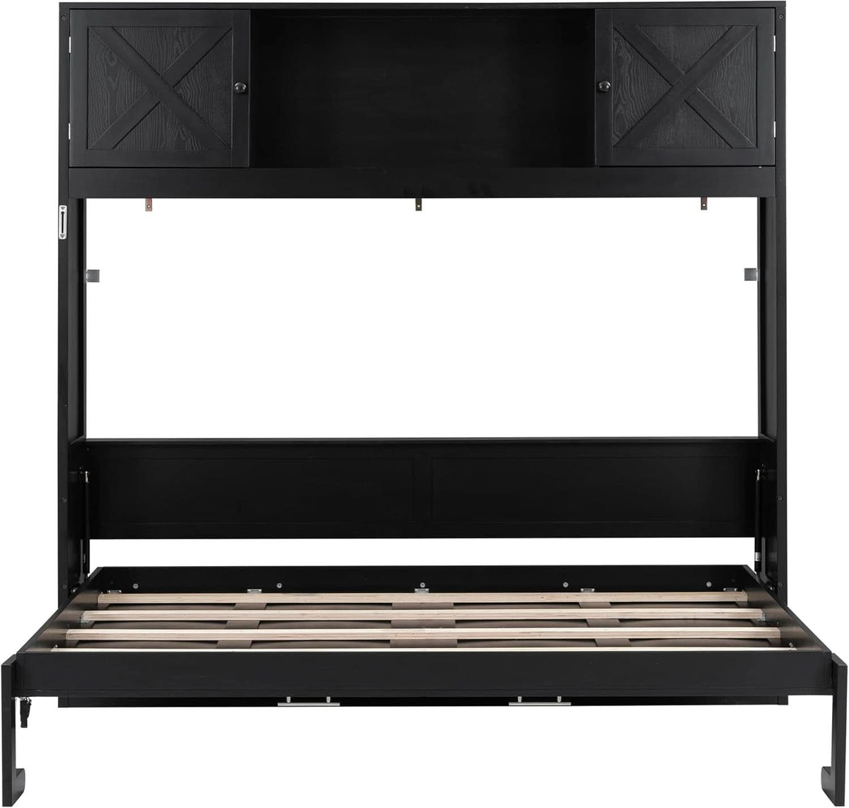 Full Size Murphy Cabinet Bed With Storage Shelf Black