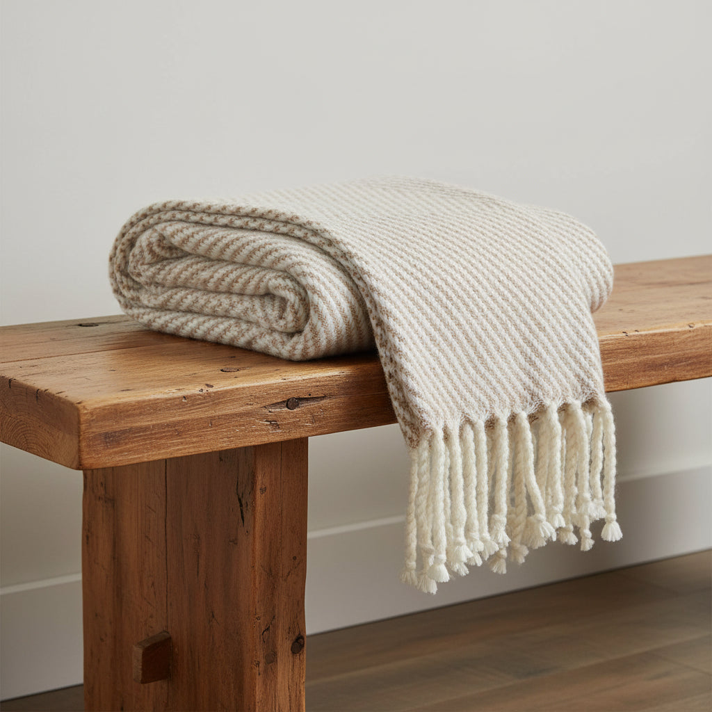 Chunky Camel Stripe Alpaca Throw