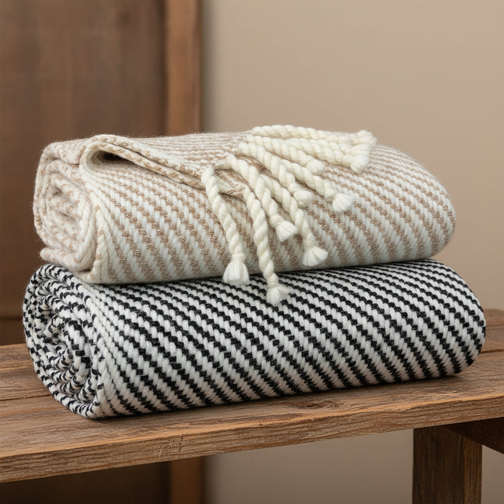 Chunky Camel Stripe Alpaca Throw