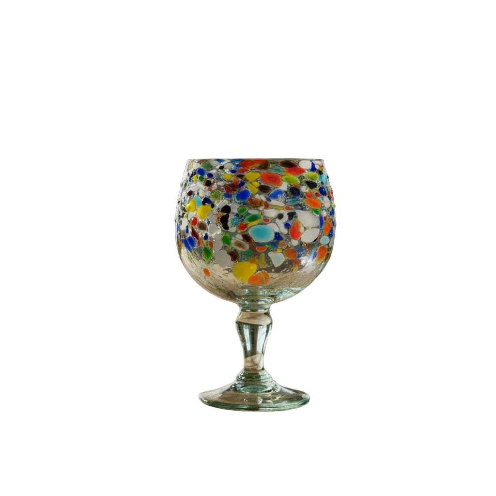 Handblown Mexican Shrimp Cocktail Glass | Confetti Pebble Fishbowl