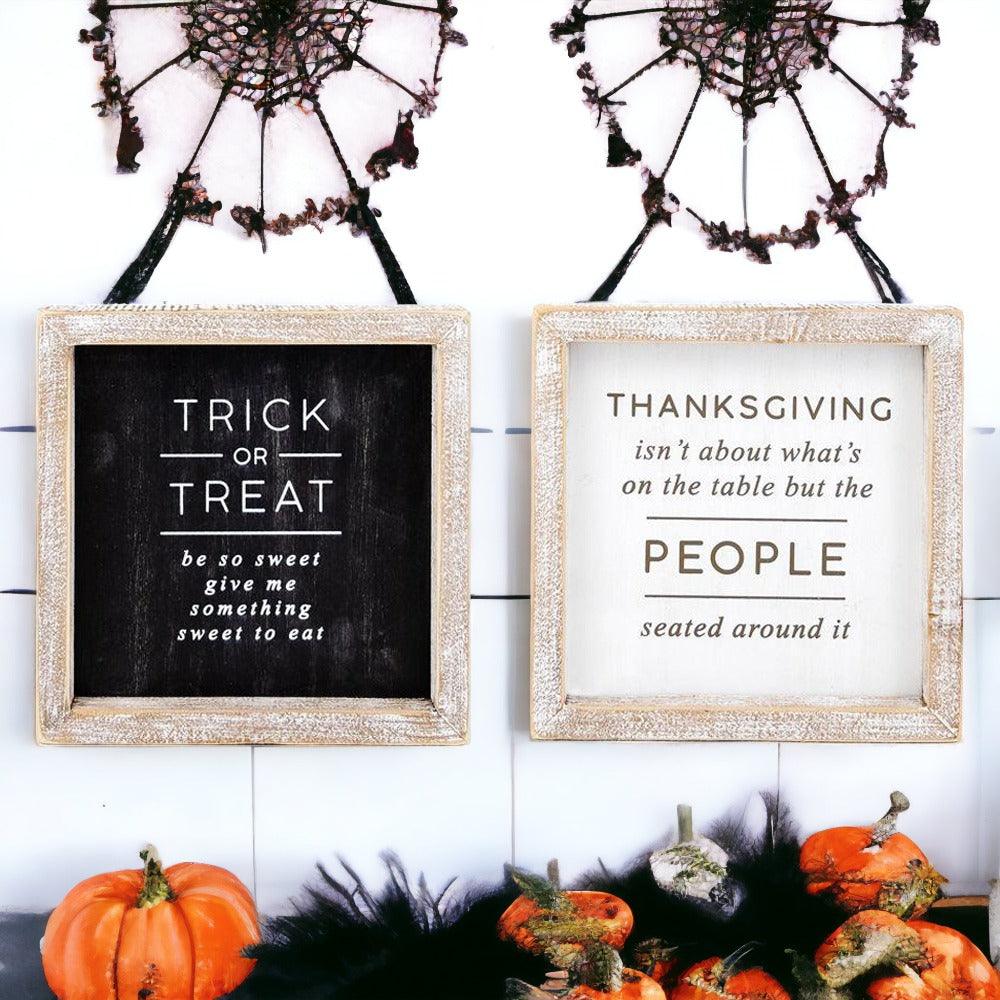 Trick + Thanksgiving | Double-Sided Wood Sign