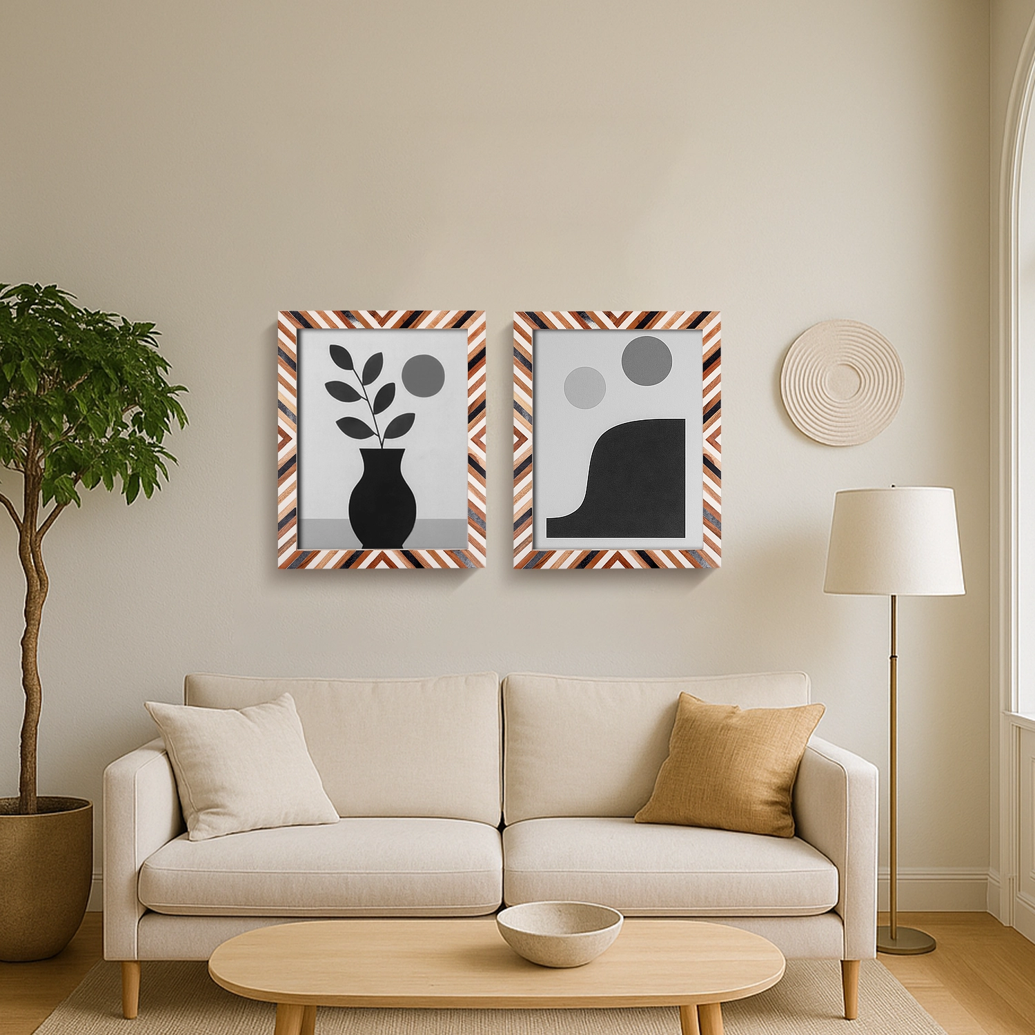 Handmade Resin & Pine Inlay Frame Set - 2 Pc