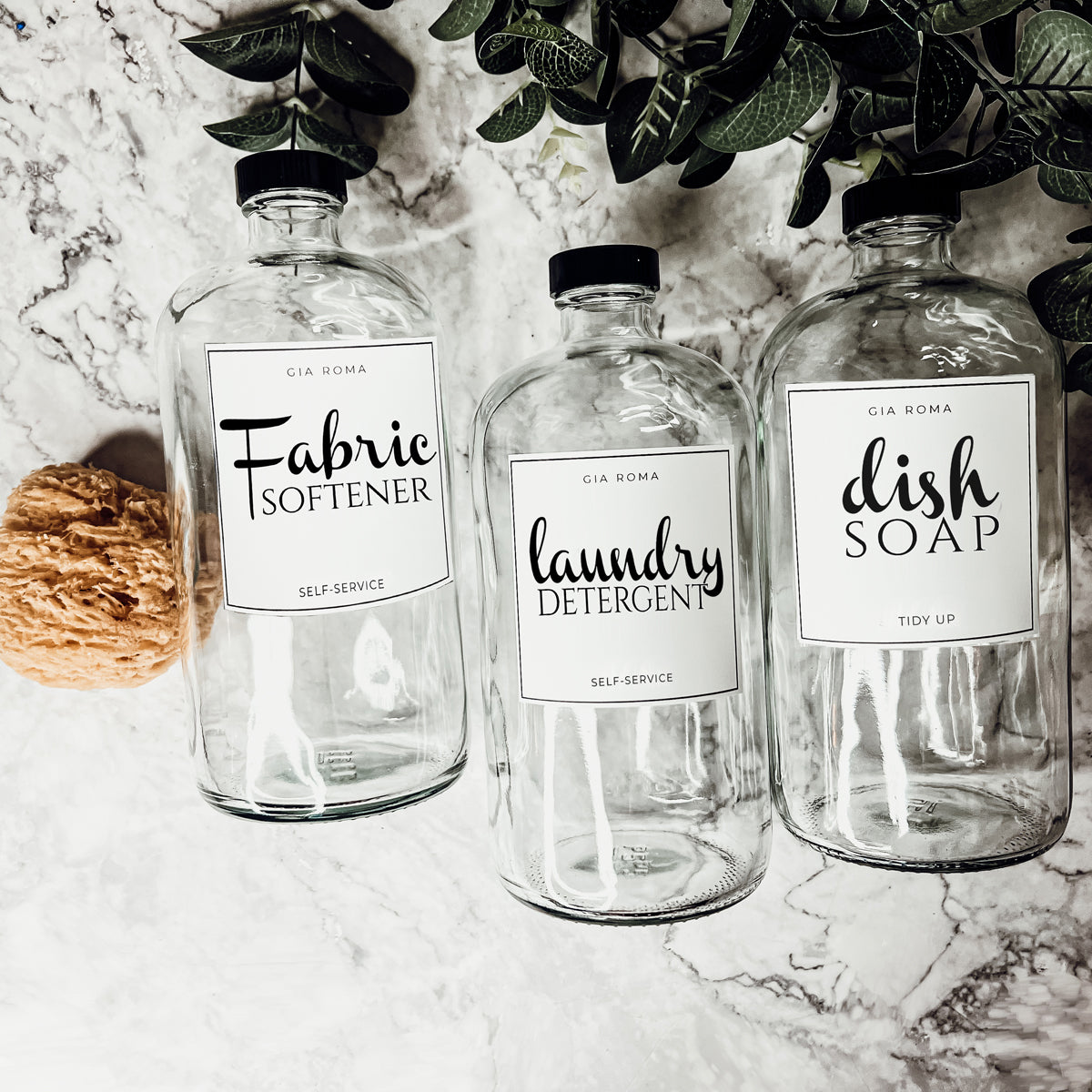 32oz Glass Bottles with Customized Labels - Clear
