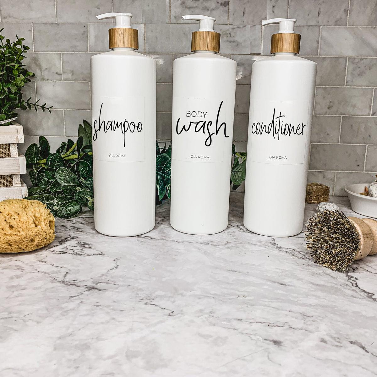 32oz Plastic White Dispensers with Customized Labels