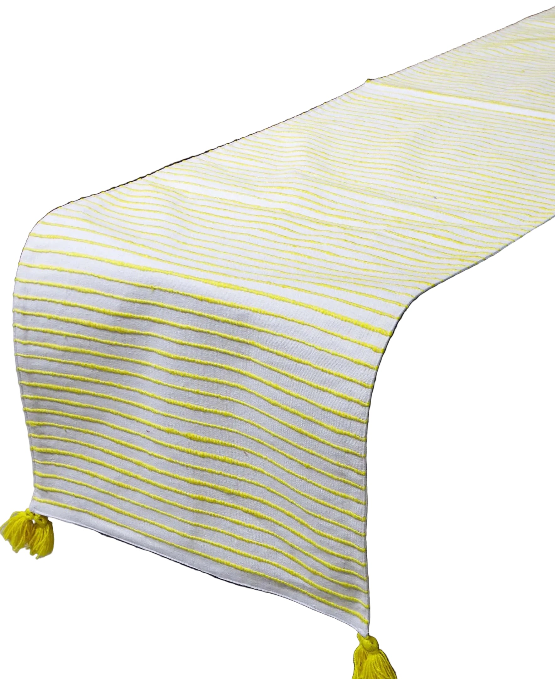 Cotton Table Runner with Yellow Stripes - 16"x90"