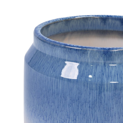 Set of 2 Gradient Ceramic Flowerpots - White/Blue