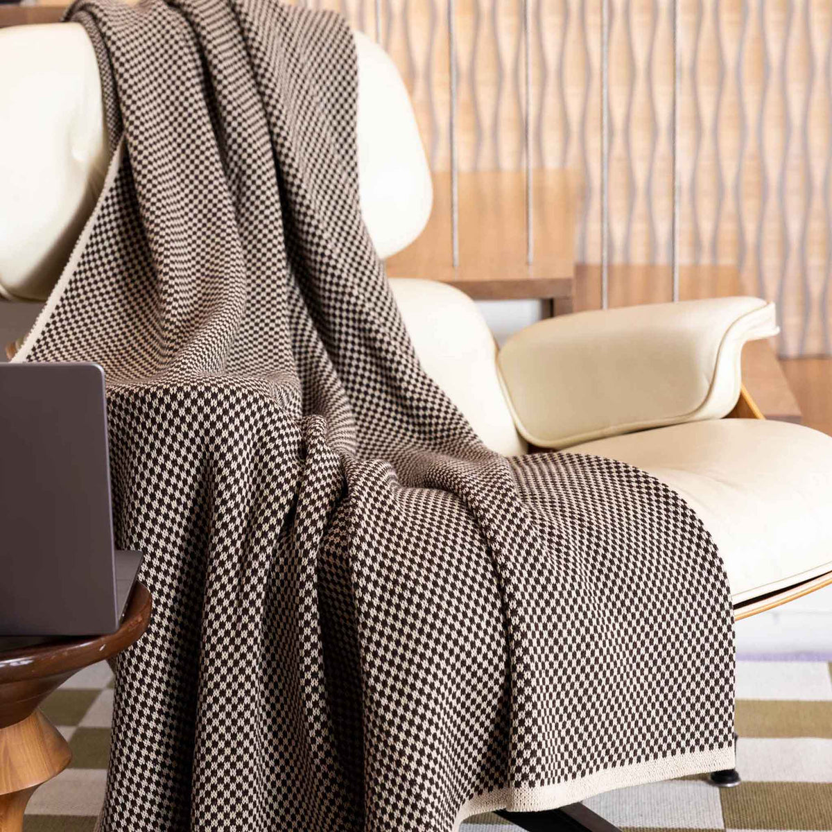 Checkered - Cotton Sustainable Knit Geometric Throw Blanket