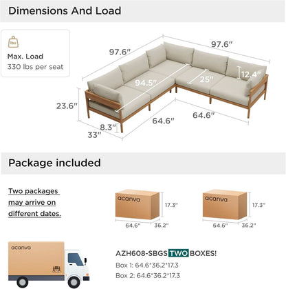 Modern Outdoor Sectional Sofa Set with Beige Cushions