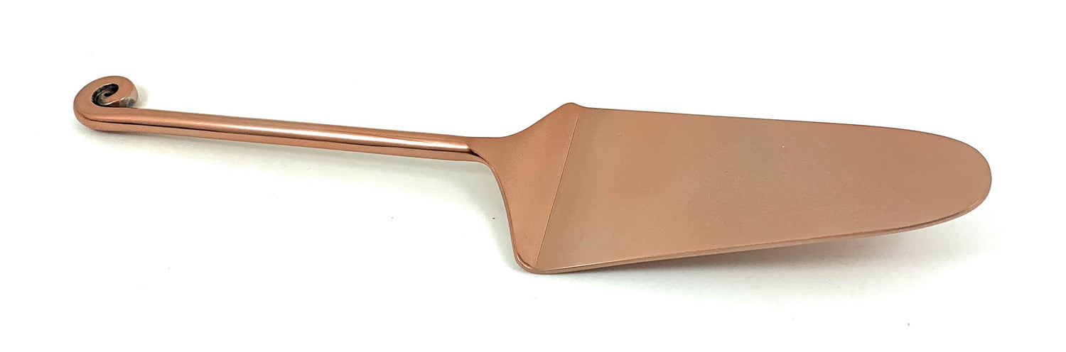 Copper Finish Cake Serving Set with Forks - 4 Pc Set