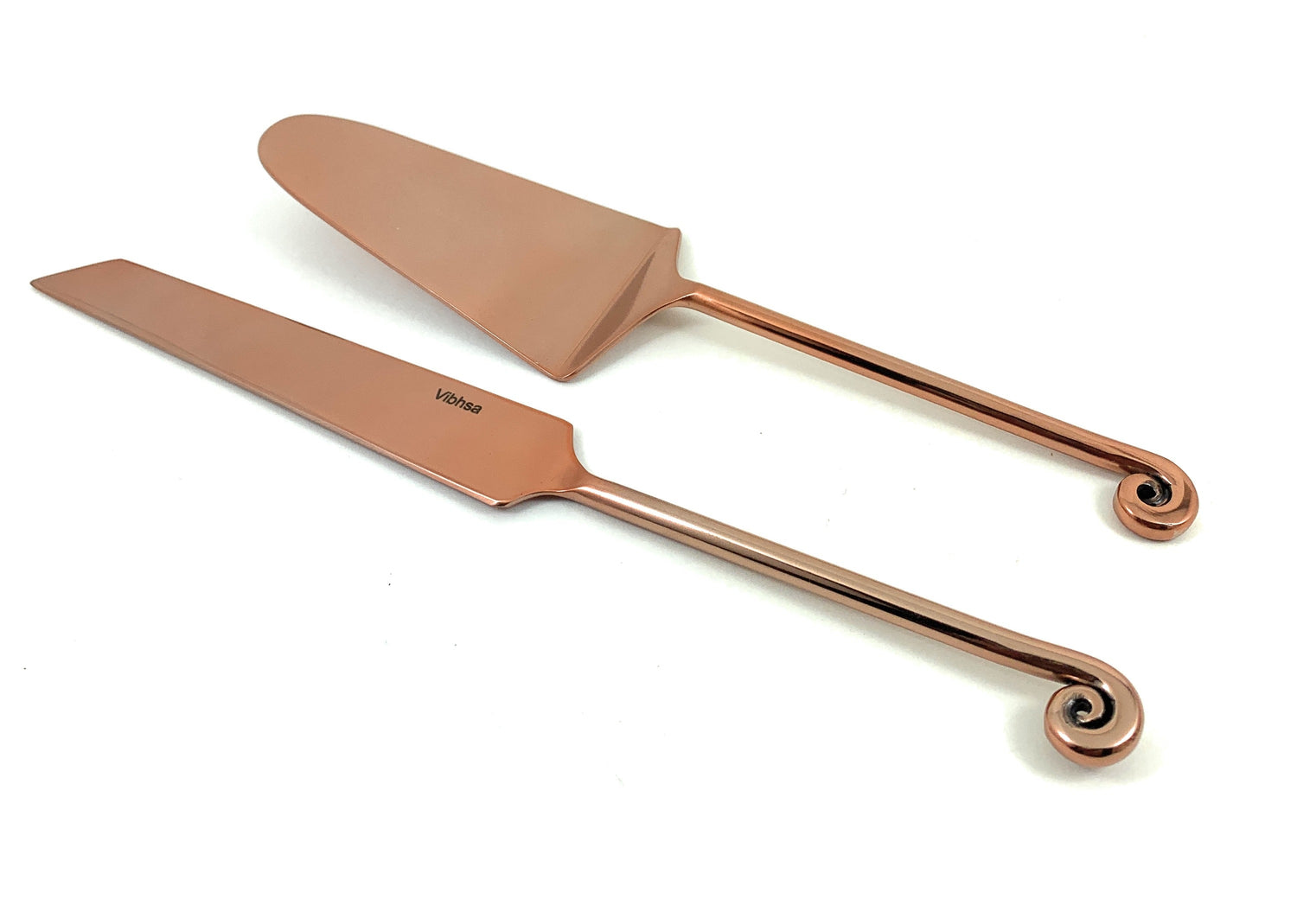 Copper Finish Cake Serving Set with Forks - 4 Pc Set