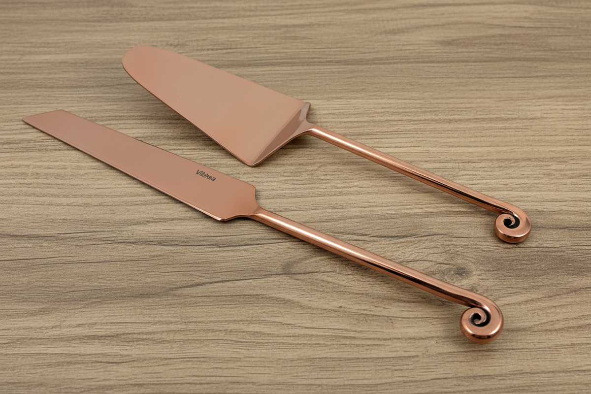 Copper Finish Cake Serving Set - 2 Pc
