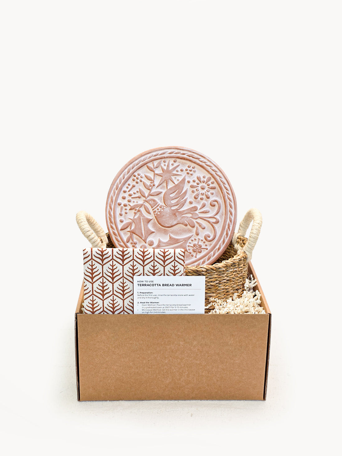 Bread Warmer &amp; Basket Gift Set with Tea Towel - Bird Round
