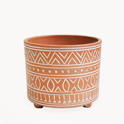 Hand Etched Terracotta Pot - Small