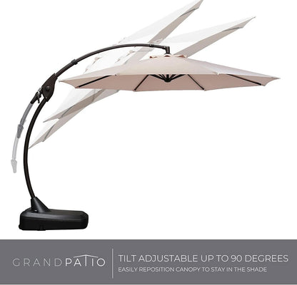 11ft Cantilever Umbrella With Durable Frame and Base - Champagne