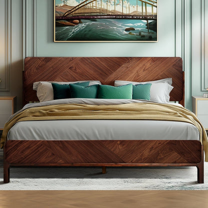 Bifrost Platform Bed Frame With Headboard in Caramel or Walnut Finish