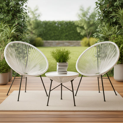 Acapulco White All-Weather Outdoor 3-Piece Patio Set