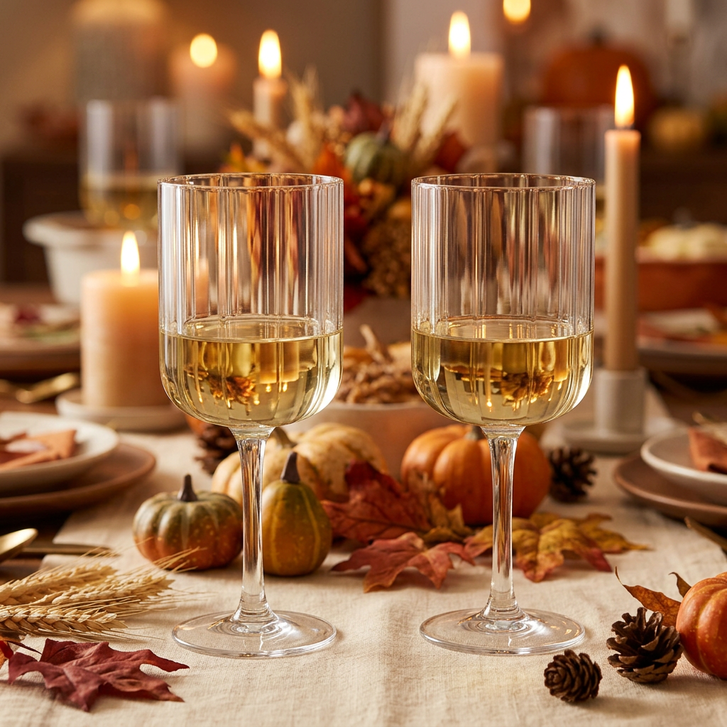 Flower Stemmed Clear Wine Glassware - Set of 2