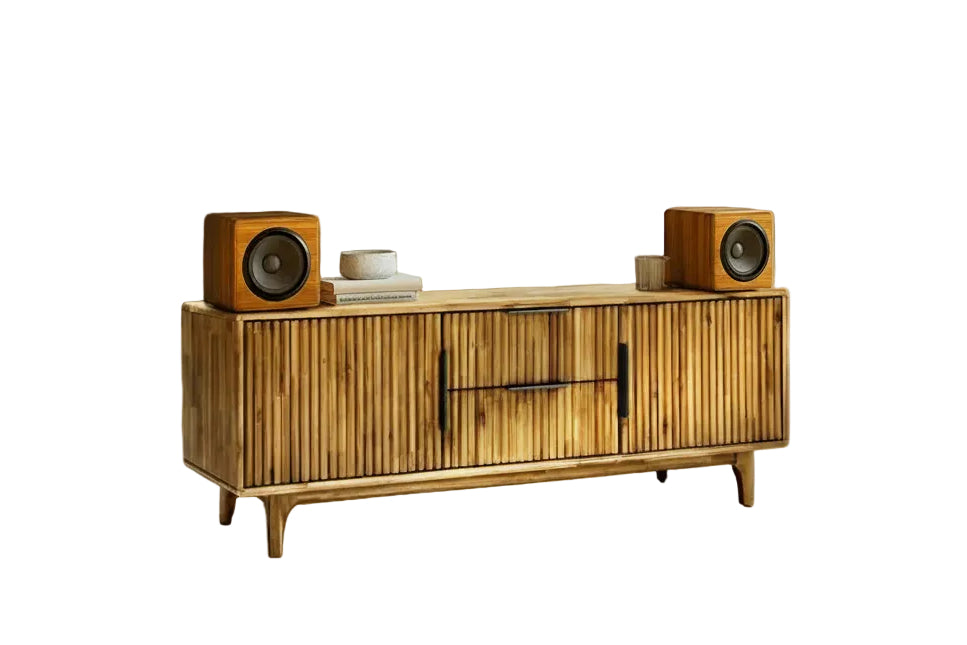 Megsu Bosk Wood Fluted TV Stand - 2 Colors