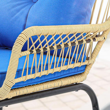 3 Piece Outdoor Wicker Patio Bistro Set - Blue