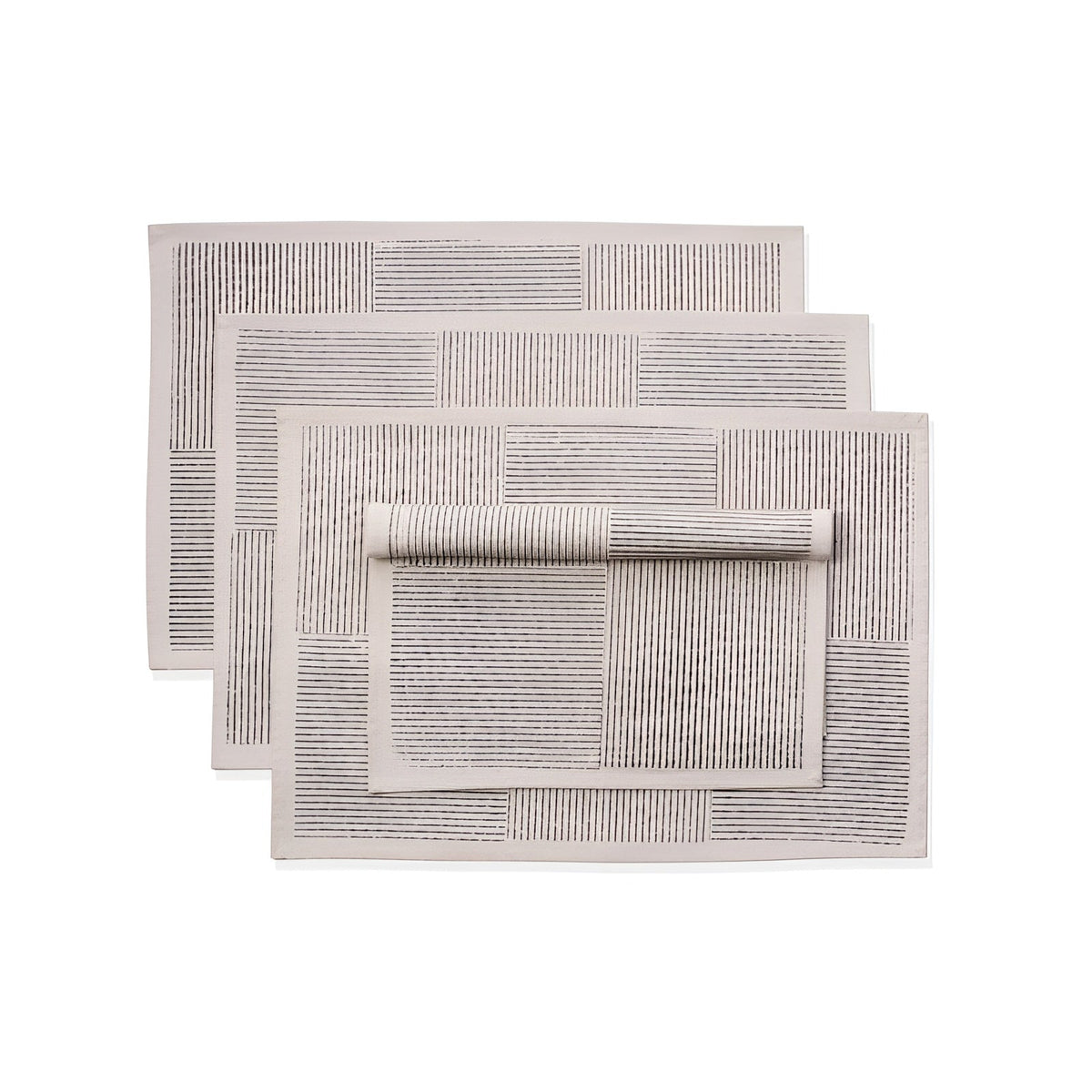 Hand Block Printed Kora Cotton Placemats - Set of 4