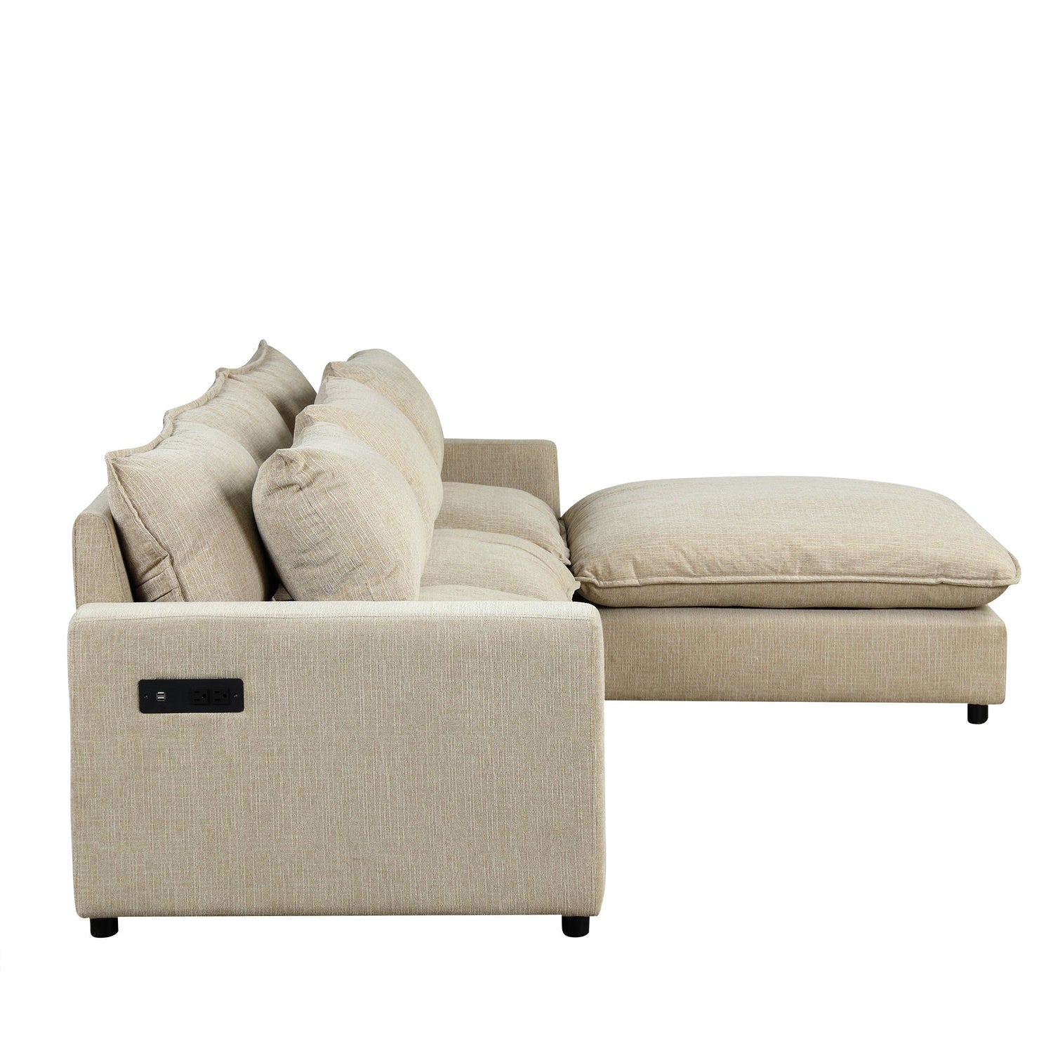 Chenille Upholstered Cloud Sofa Modular Sectional - Beige