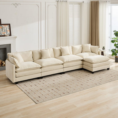 Cloud 4 Seat Sofa with Chenille Fabric in Beige