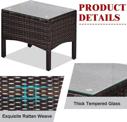 3 Piece Wicker Patio Conversation Set With Red Cushions