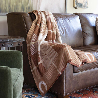Equestrian Barn Plaid - Cotton Sustainable Knit Stripe Throw Blanket