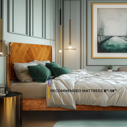 Bifrost Platform Bed Frame With Headboard in Caramel or Walnut Finish