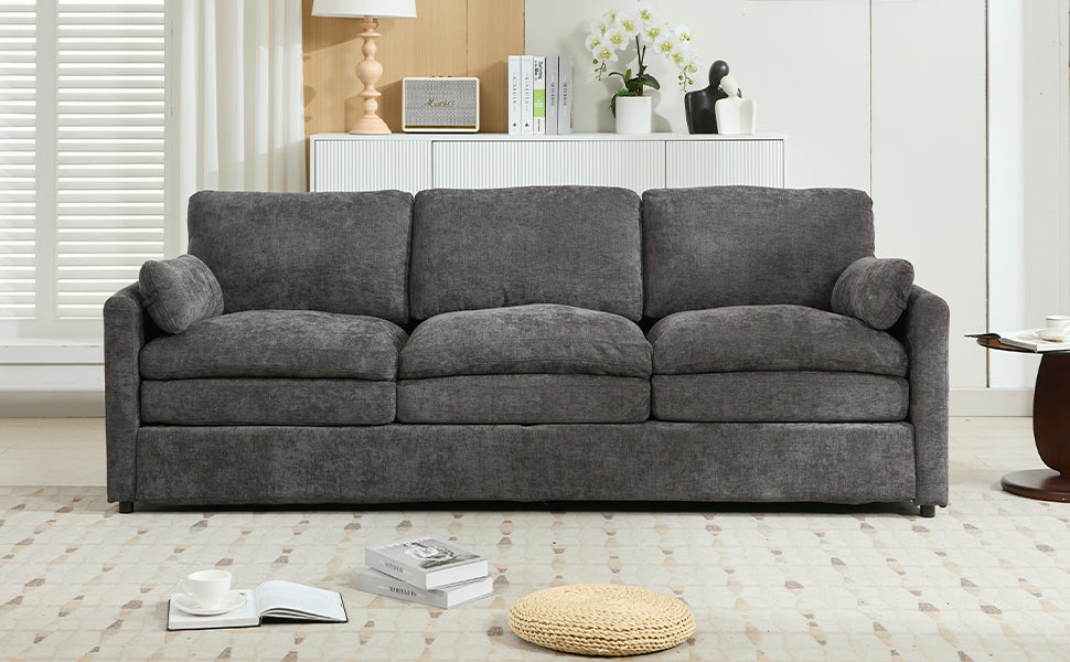 Cozy Upholstered Oversized 3-Seater Cloud Sofa in Dark Gray