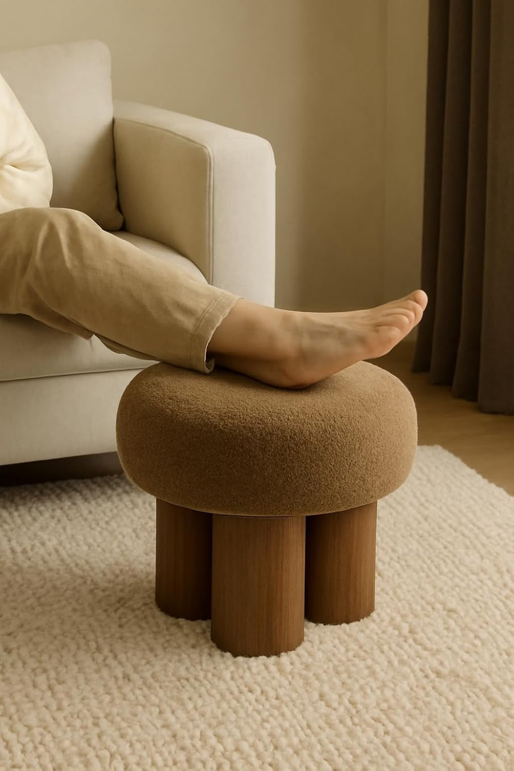 Brown Mushroom Stool Ottoman Footrest