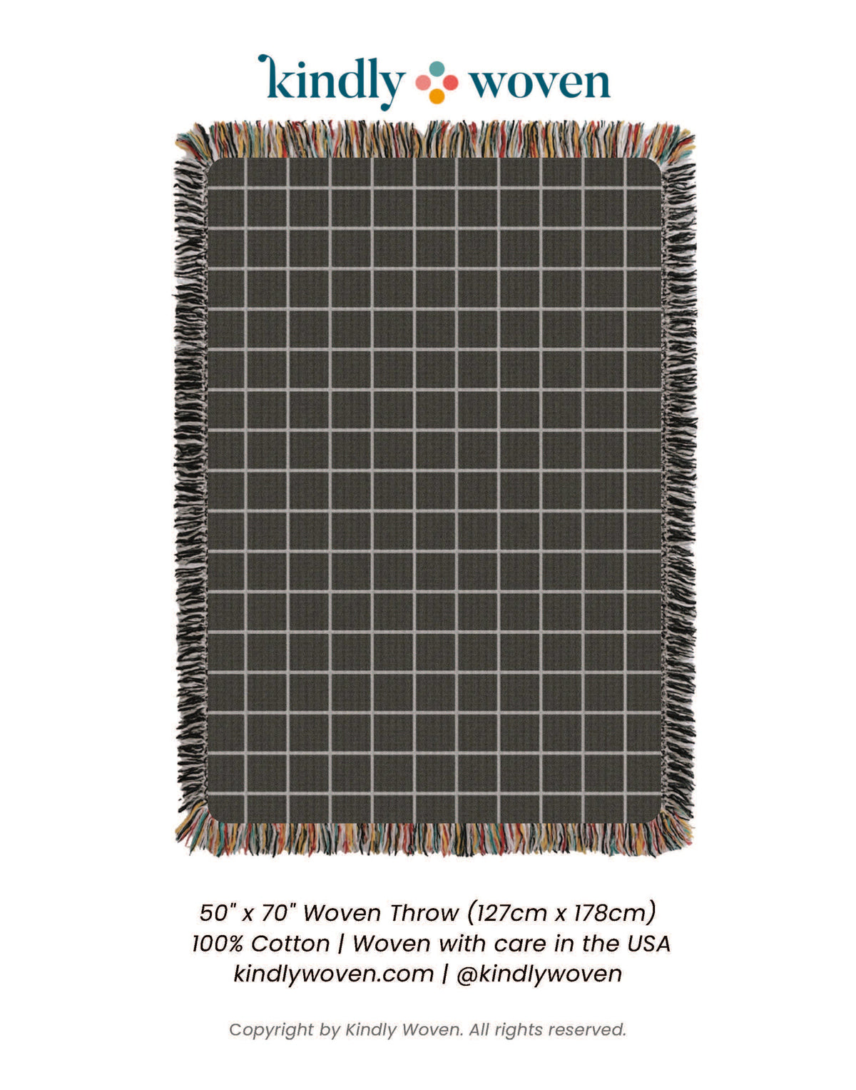 Charcoal Grid Jacquard Woven Throw
