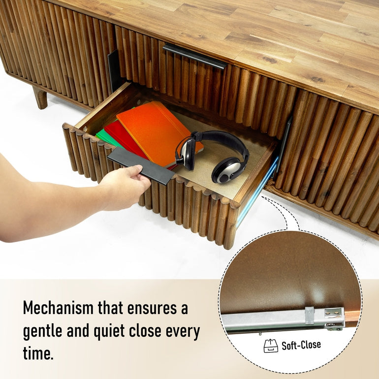 Megsu Bosk Wood Fluted TV Stand - 2 Colors