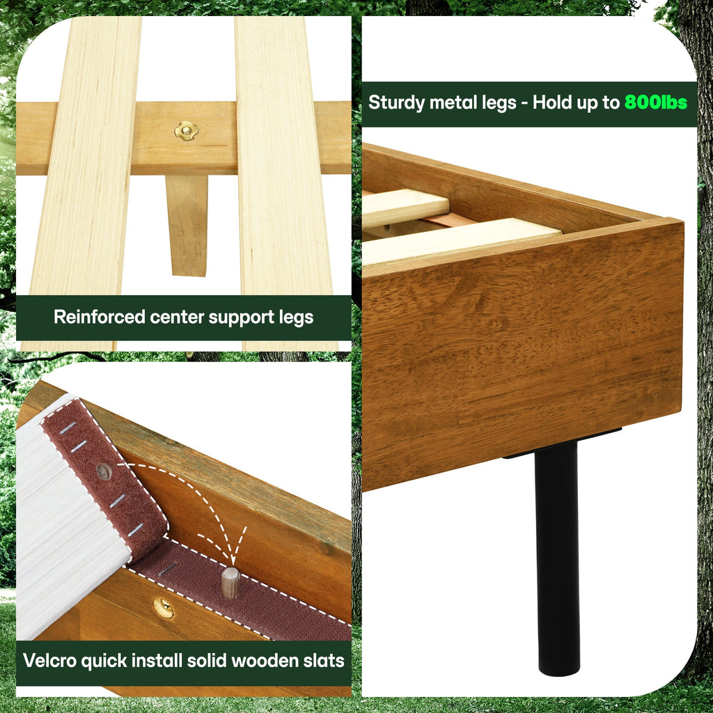 Acacia Solid Wood Bed Frame - Alander Deluxe Platform Bed